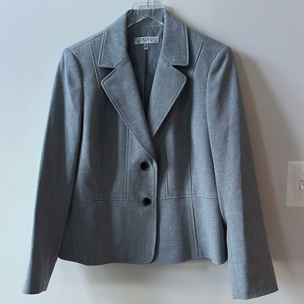 Gray kasper suit